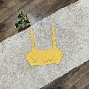 For love & lemons Small Yellow Floral Embroidered Daisy Print Feminine Crop Tank